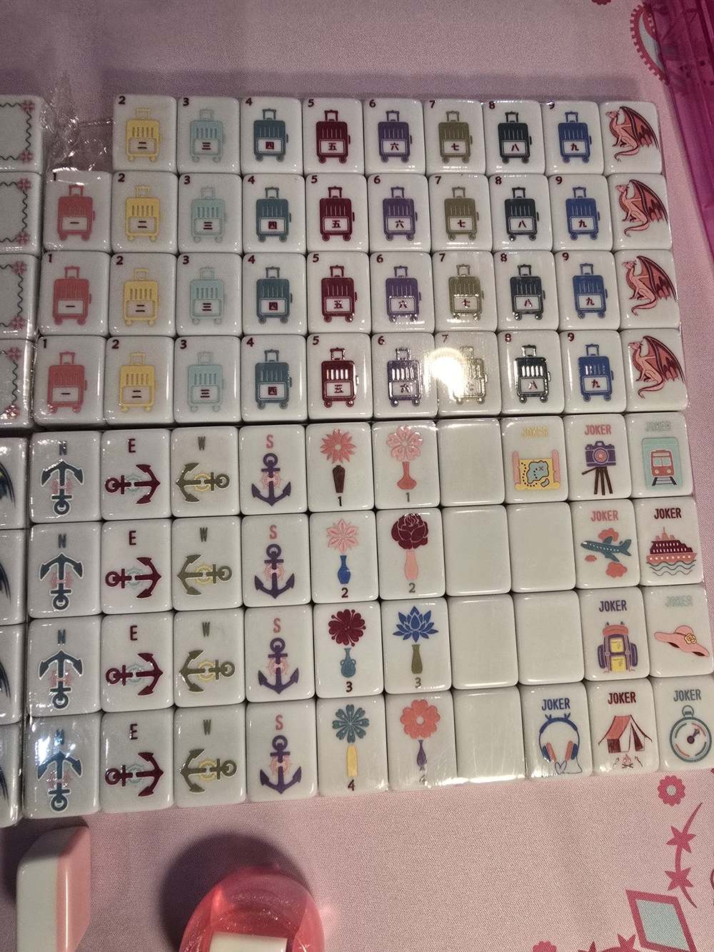 Jetsetter Mahjong Set - Includes Cute Pouch Choose Rack And Mats - Picture 11 of 11